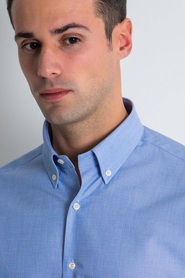 Ingram Hemd Herren Ingram Slim Einfarbig 100% Baumwolle Kragen Button-Down Lange Ärmel