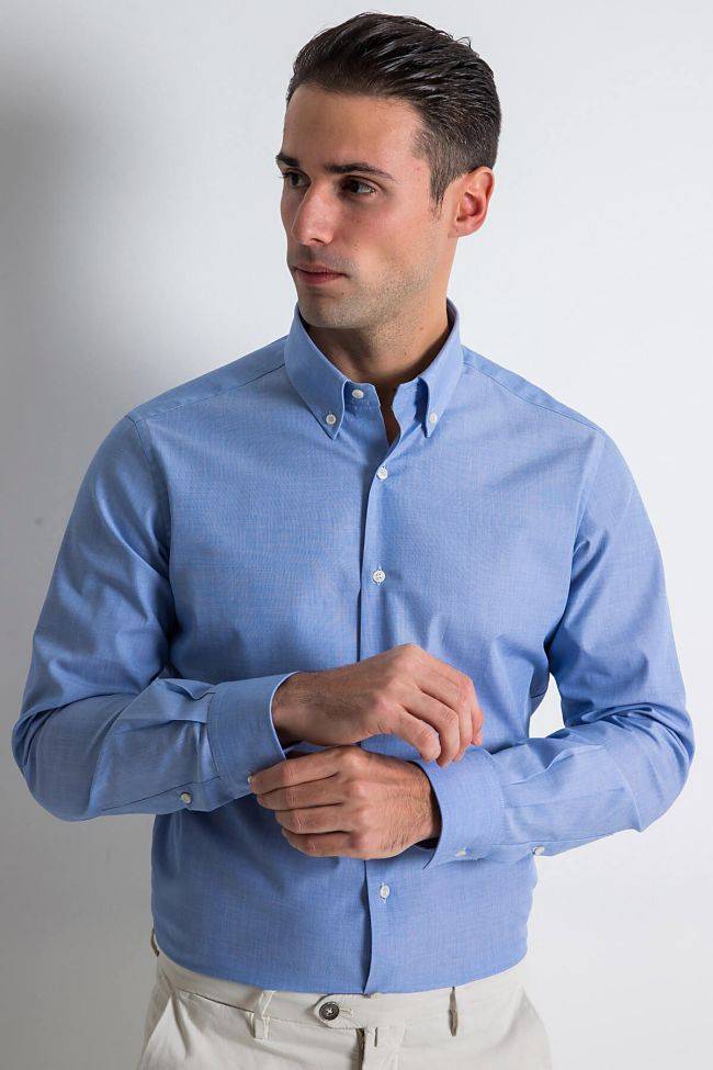 ingram Hemd Herren Ingram Slim Einfarbig 100% Baumwolle kragen Button-Down Lange Ärmel