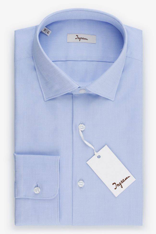 ingram Hemd Herren Ingram Slim Einfarbig 100% Baumwolle kragen Italienisch Lange Ärmel