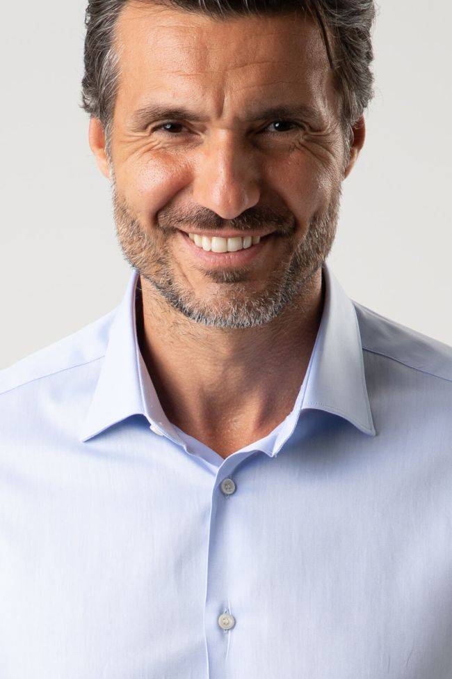 Ingram Hemd Herren Ingram Slim Einfarbig 100% Baumwolle Kragen Italienisch Lange Ärmel