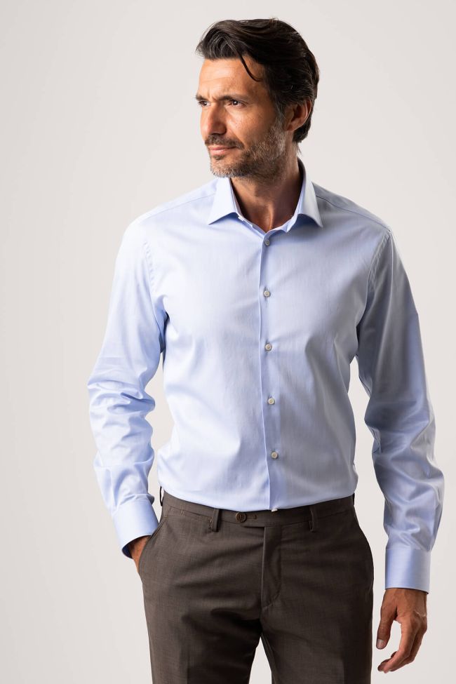 ingram Hemd Herren Ingram Slim Einfarbig 100% Baumwolle kragen Italienisch Lange Ärmel