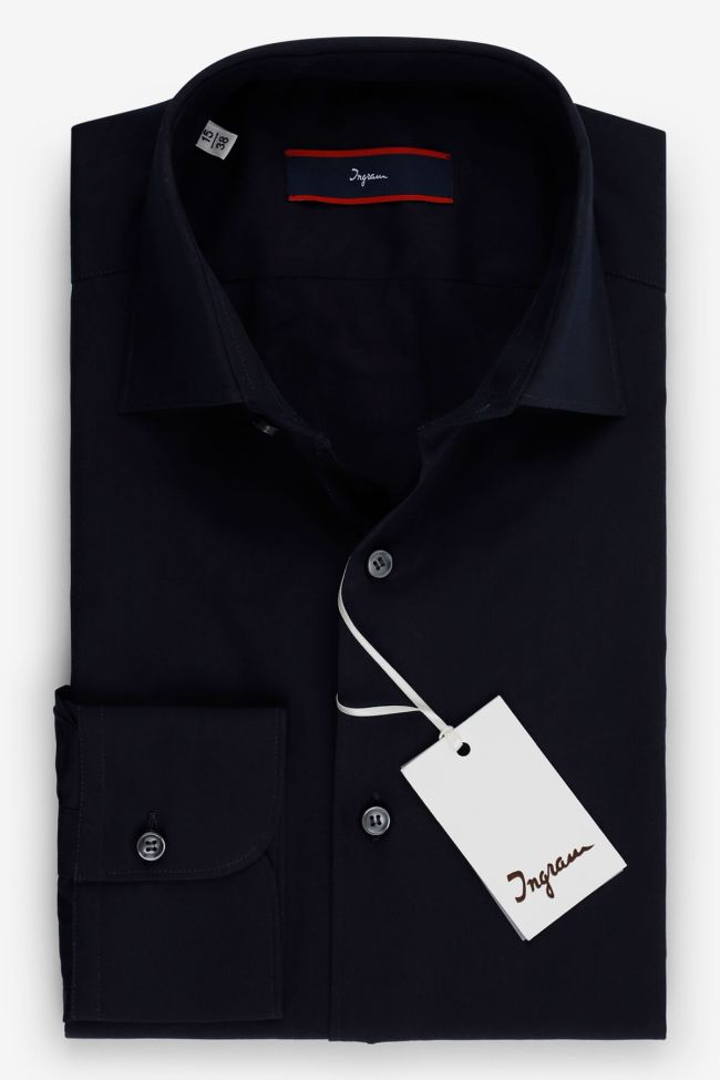 ingram Hemd Herren Ingram Slim Einfarbig 100% Baumwolle kragen Italienisch Lange Ärmel