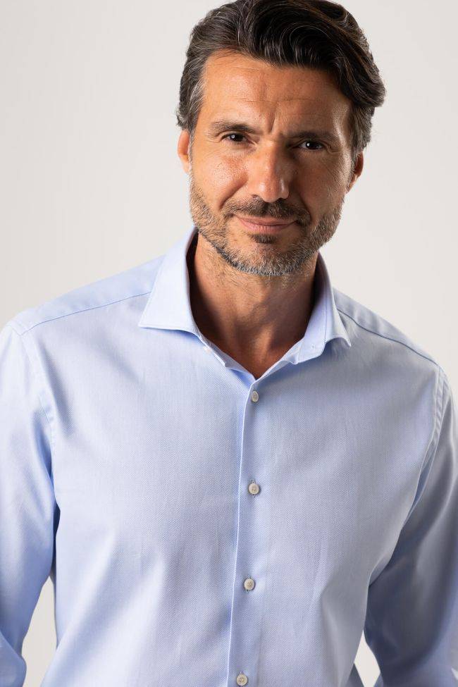 Ingram Hemd Herren Ingram Slim Einfarbig 100% Baumwolle Kragen Italienisch Lange Ärmel