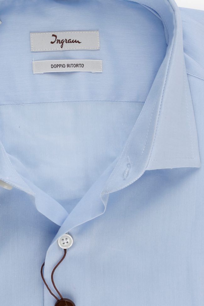 Ingram Hemd Herren Ingram Slim Einfarbig 100% Baumwolle Kragen Italienisch Lange Ärmel