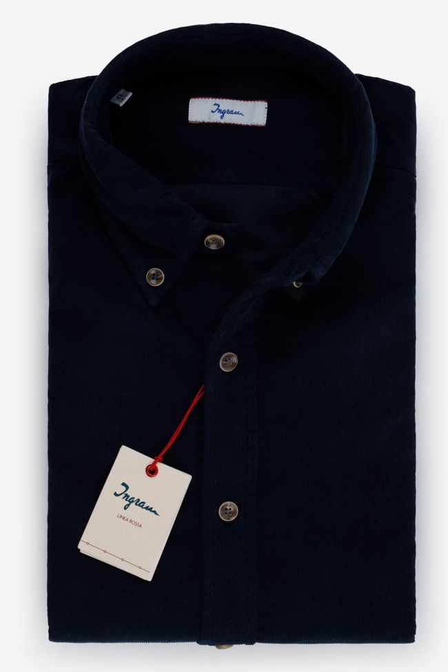 ingram Hemd Herren Ingram Slim Einfarbig 100% Baumwolle kragen Button-Down Lange Ärmel