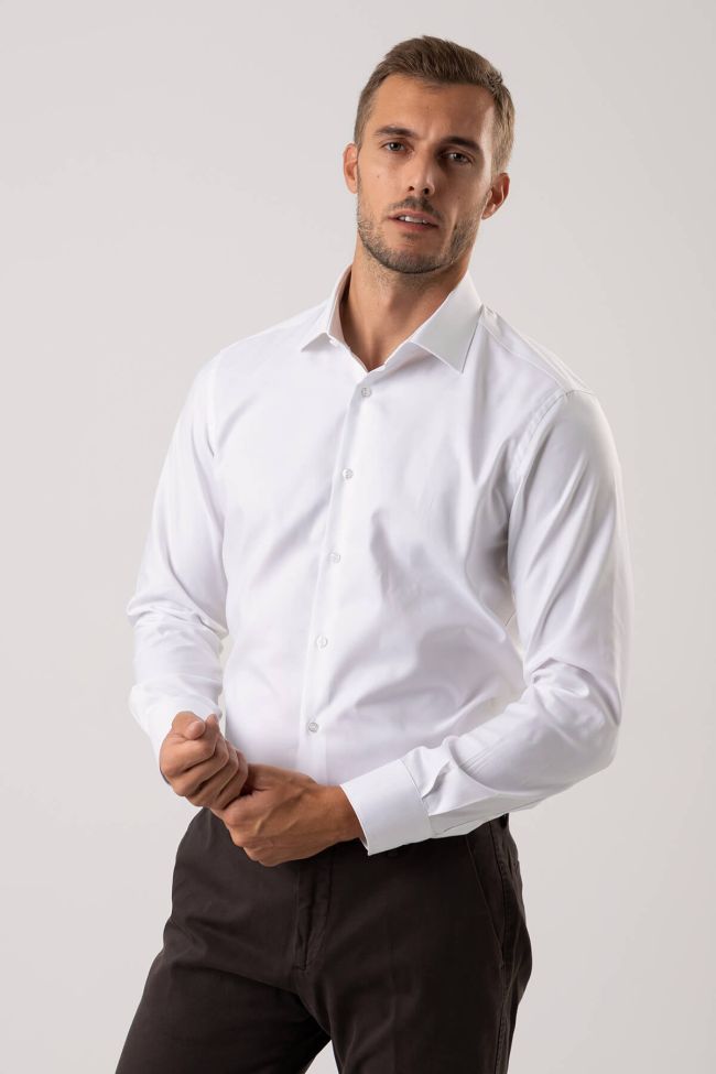 Ingram Hemd Herren Ingram Slim Einfarbig 100% Baumwolle Kragen Italienisch Lange Ärmel