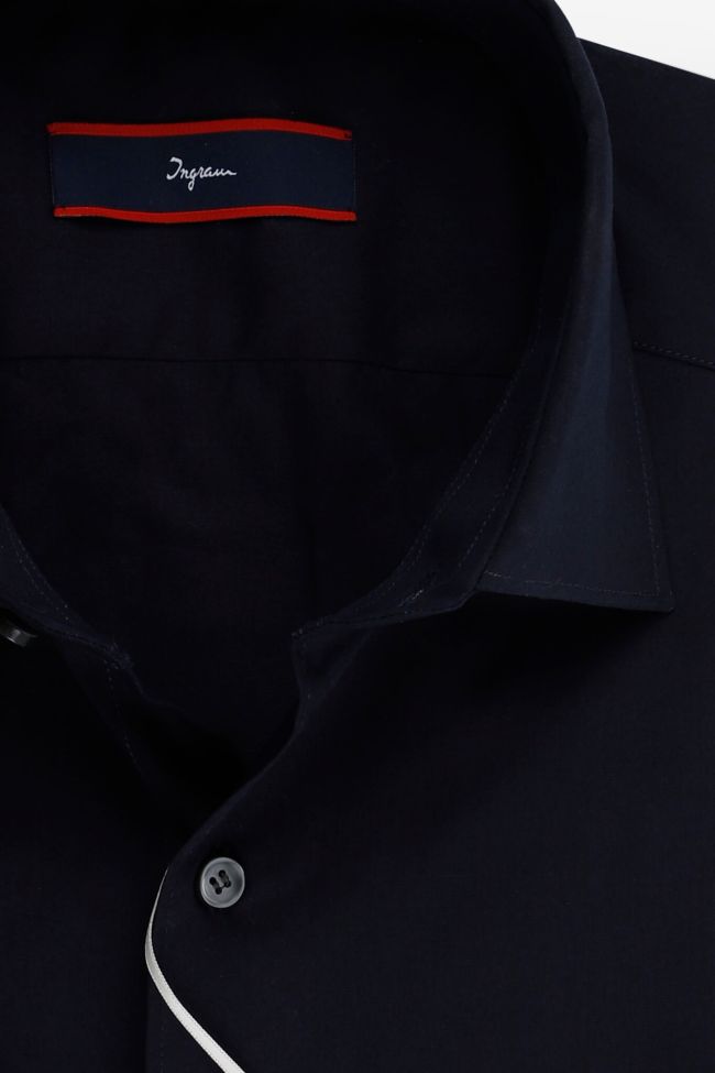 Ingram Hemd Herren Ingram Slim Einfarbig 100% Baumwolle Kragen Italienisch Lange Ärmel