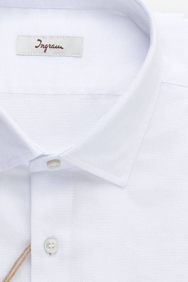 Ingram Hemd Herren Ingram Slim Einfarbig 100% Bio-Baumwolle Kragen Italienisch Lange Ärmel