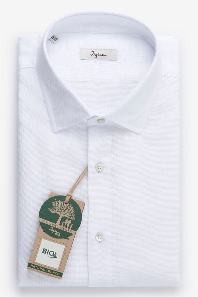 ingram Hemd Herren Ingram Slim Einfarbig 100% Bio-Baumwolle kragen Italienisch Lange Ärmel