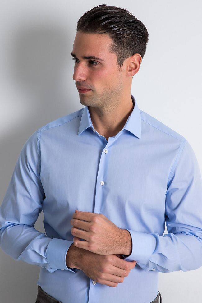 Ingram Hemd Herren Ingram Slim Einfarbig 72% Baumwolle 3% Elastan 25% Pa Kragen Italienisch Lange Ärmel