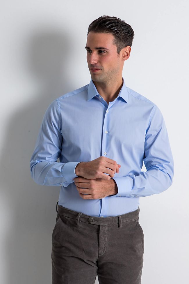 Ingram Hemd Herren Ingram Slim Einfarbig 72% Baumwolle 3% Elastan 25% Pa Kragen Italienisch Lange Ärmel