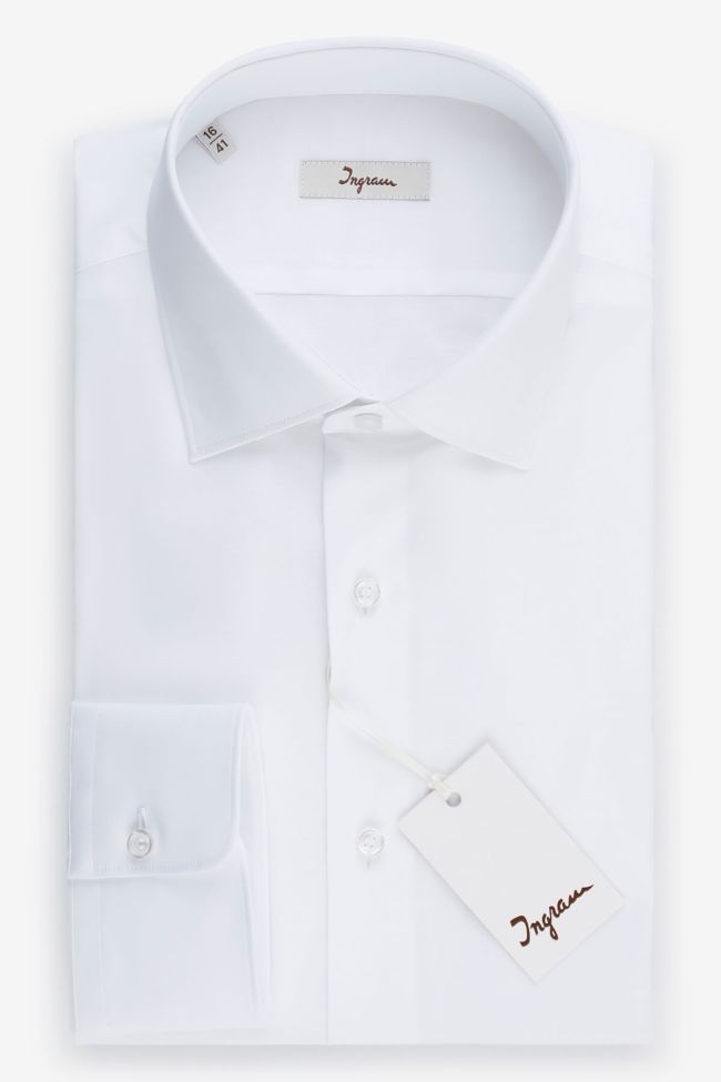 ingram Hemd Herren Ingram Slim Einfarbig 97% Baumwolle 3% elastan kragen Französisch Lange Ärmel