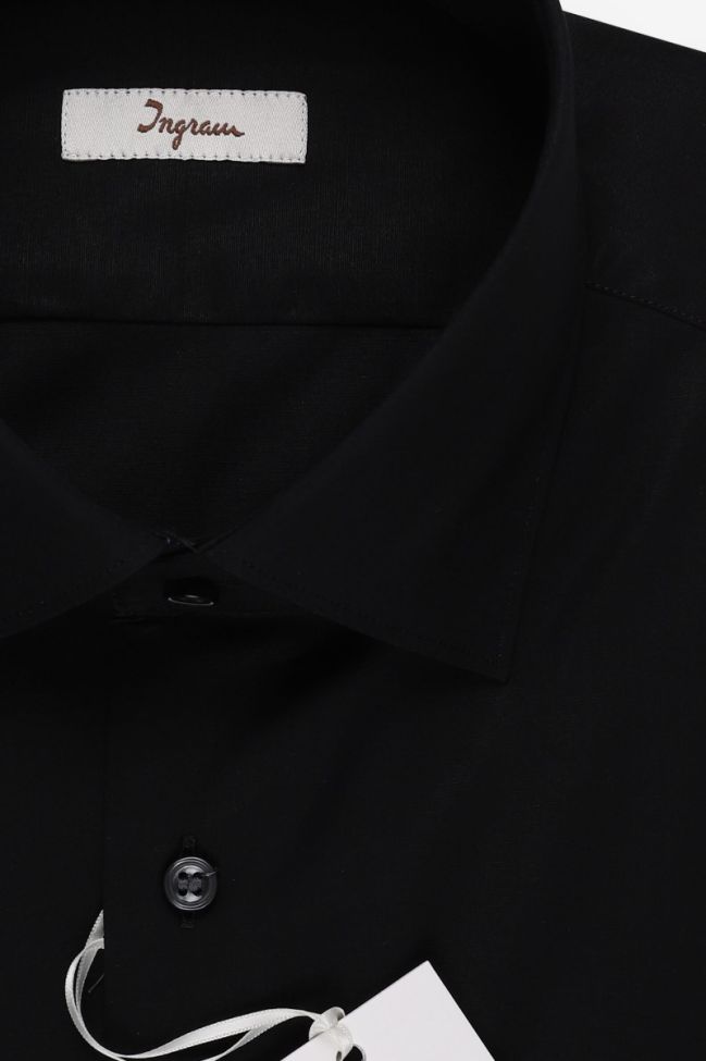 Ingram Hemd Herren Ingram Slim Einfarbig 97% Baumwolle 3% Elastan Kragen Italienisch Lange Ärmel