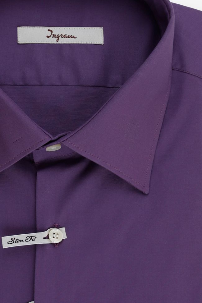 Ingram Hemd Herren Ingram Slim Einfarbig 97% Baumwolle 3% Elastan Kragen Italienisch Lange Ärmel
