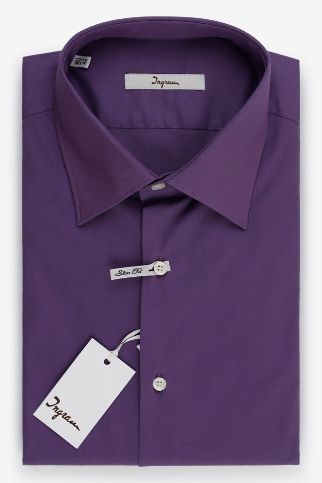ingram Hemd Herren Ingram Slim Einfarbig 97% Baumwolle 3% elastan kragen Italienisch Lange Ärmel