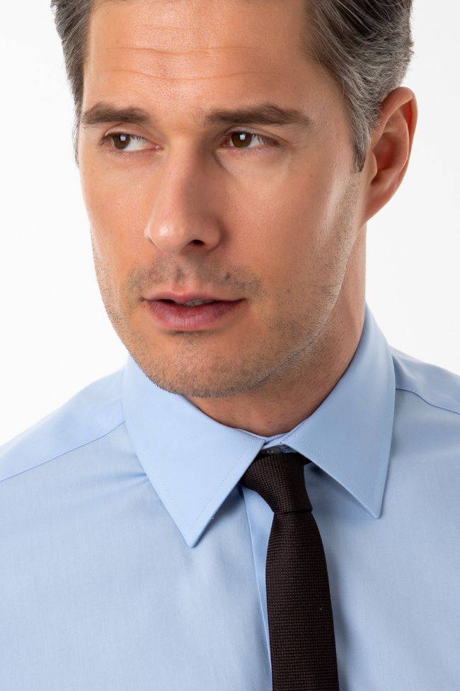 Ingram Hemd Herren Ingram Slim Einfarbig 97% Baumwolle 3% Elastan Kragen Italienisch Lange Ärmel