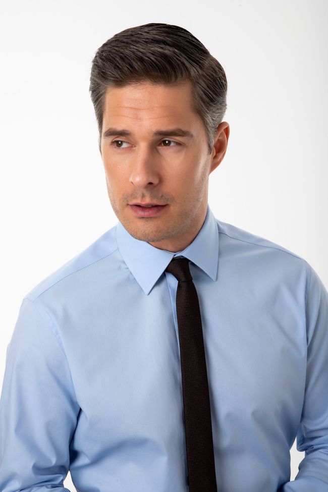 Ingram Hemd Herren Ingram Slim Einfarbig 97% Baumwolle 3% Elastan Kragen Italienisch Lange Ärmel