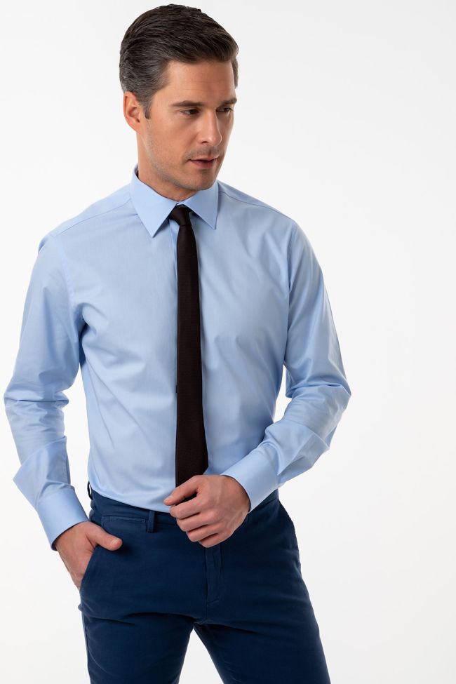 ingram Hemd Herren Ingram Slim Einfarbig 97% Baumwolle 3% elastan kragen Italienisch Lange Ärmel