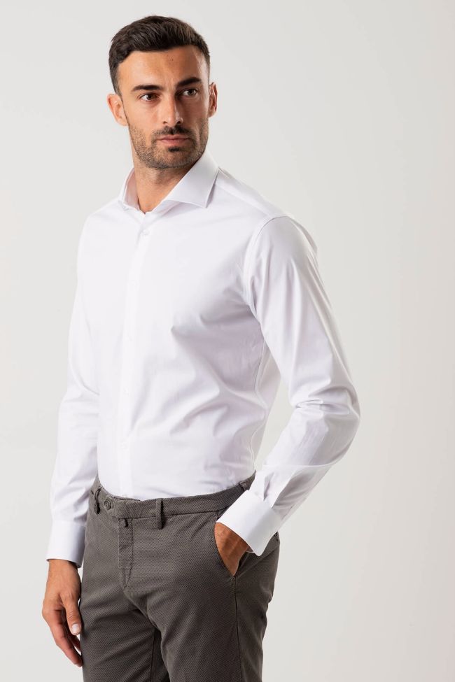 ingram Hemd Herren Ingram Slim Einfarbig 97% Baumwolle 3% elastan kragen Französisch Lange Ärmel