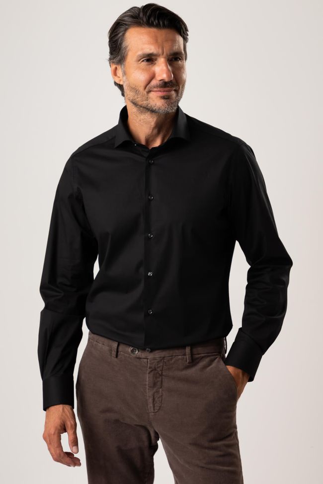 ingram Hemd Herren Ingram Slim Einfarbig 97% Baumwolle 3% elastan kragen Französisch Lange Ärmel