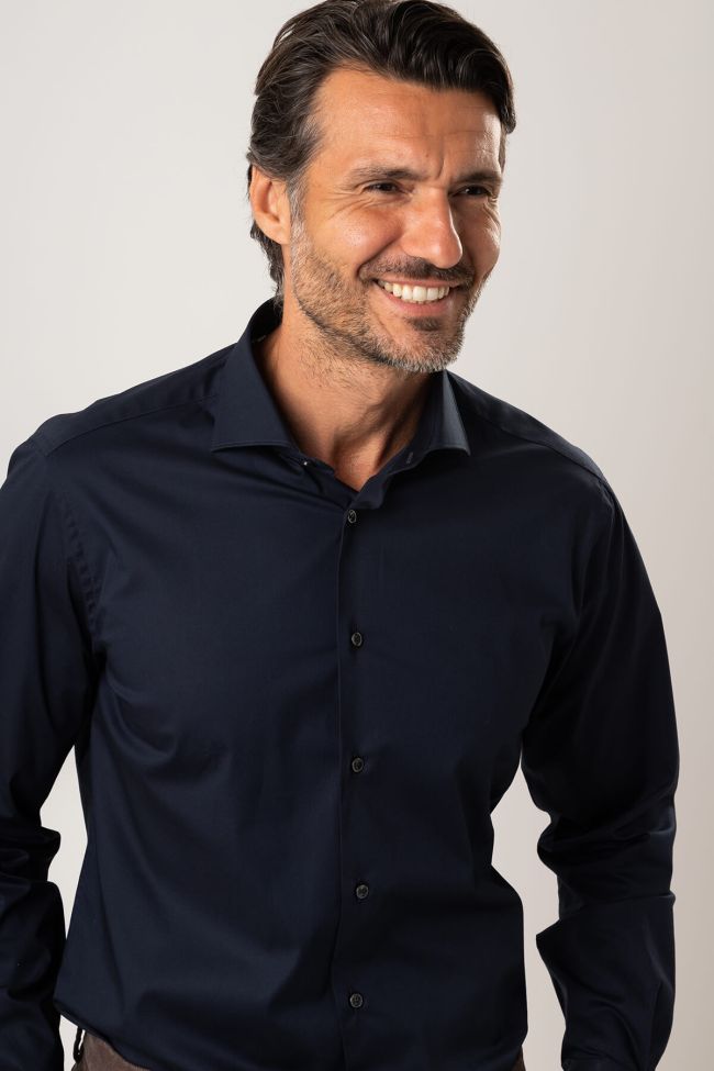 Ingram Hemd Herren Ingram Slim Einfarbig 97% Baumwolle 3% Elastan Kragen Französisch Lange Ärmel