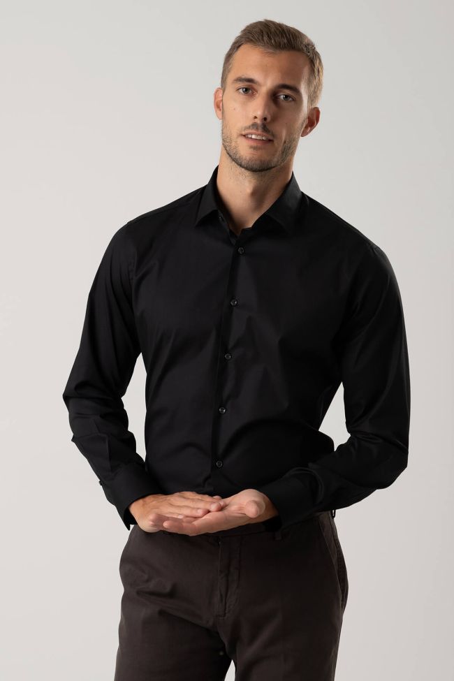 Ingram Hemd Herren Ingram Slim Einfarbig 97% Baumwolle 3% Elastan Kragen Italienisch Lange Ärmel