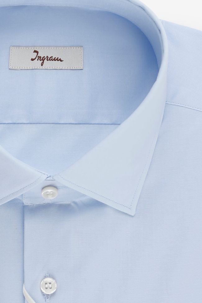 Ingram Hemd Herren Ingram Slim Einfarbig 97% Baumwolle 3% Elastan Kragen Italienisch Lange Ärmel