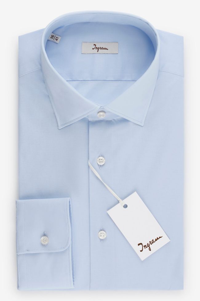 ingram Hemd Herren Ingram Slim Einfarbig 97% Baumwolle 3% elastan kragen Italienisch Lange Ärmel
