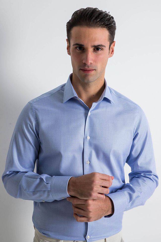 Ingram Hemd Herren Ingram Slim Halb Unifarben 100% Baumwolle Kragen Italienisch Lange Ärmel