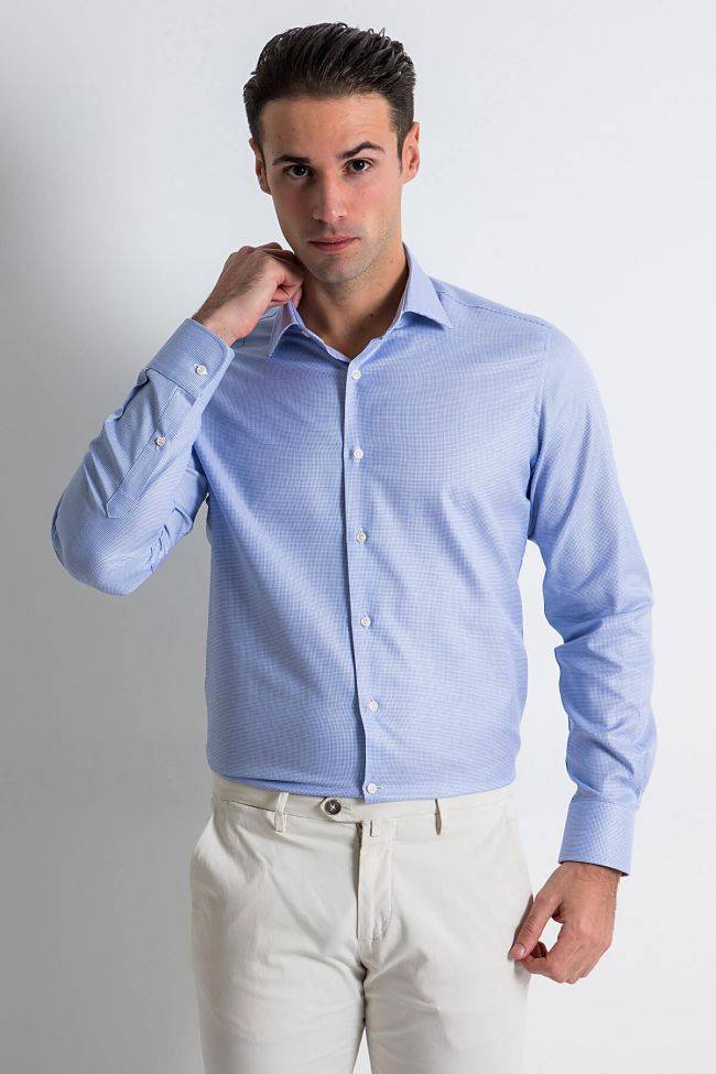 ingram Hemd Herren Ingram Slim Halb Unifarben 100% Baumwolle kragen Italienisch Lange Ärmel