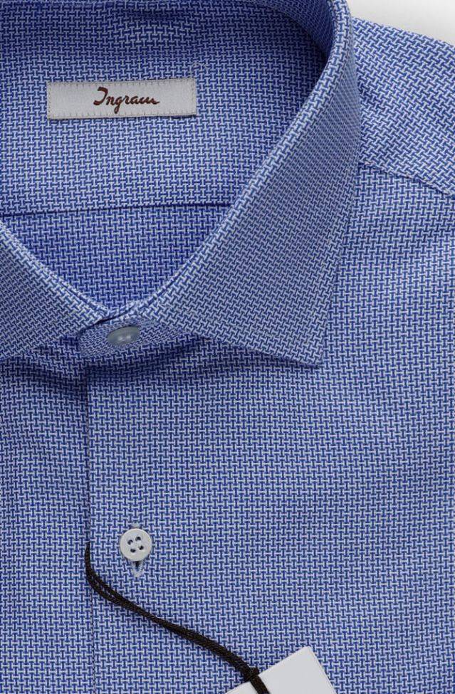 Ingram Hemd Herren Ingram Slim Halb Unifarben 100% Baumwolle Kragen Französisch Lange Ärmel