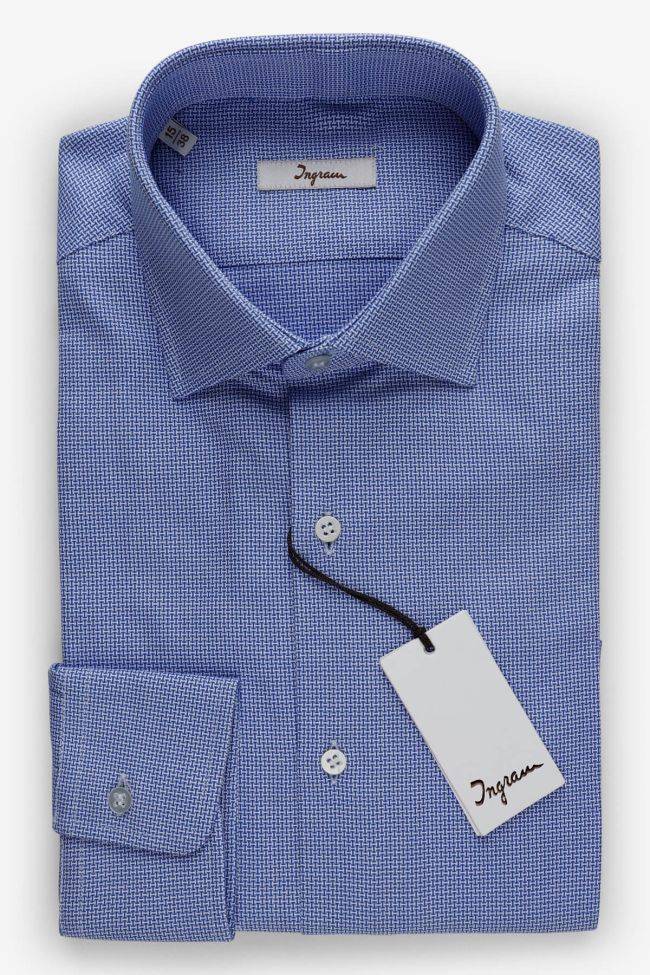 ingram Hemd Herren Ingram Slim Halb Unifarben 100% Baumwolle kragen Französisch Lange Ärmel