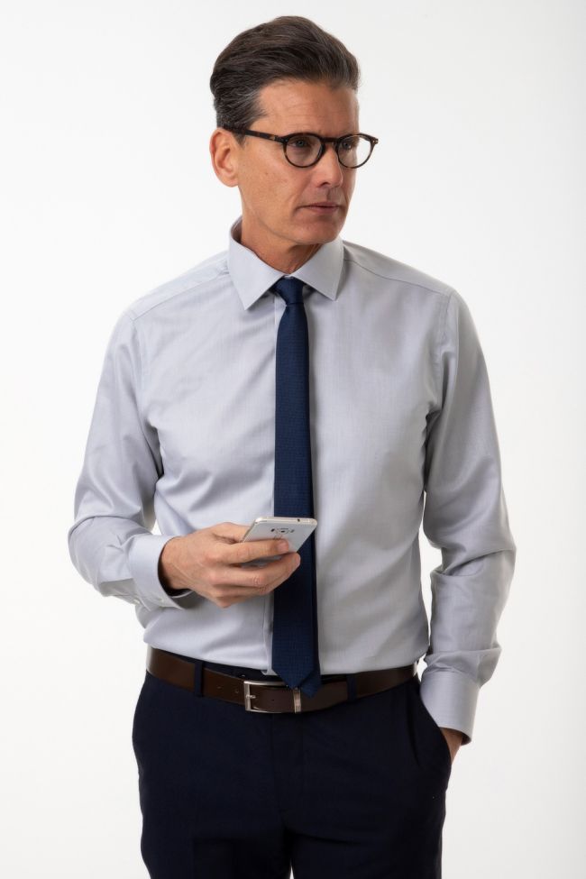 ingram Hemd Herren Ingram Slim Halb Unifarben 100% Baumwolle kragen Französisch Lange Ärmel