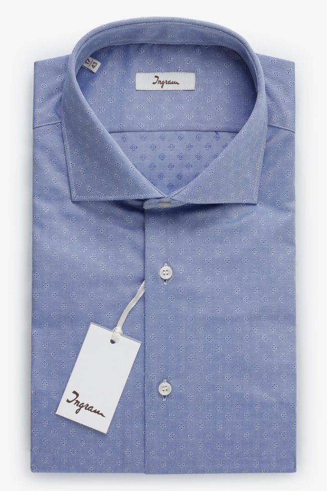 ingram Hemd Herren Ingram Slim Halb Unifarben 100% Baumwolle kragen Französisch Lange Ärmel