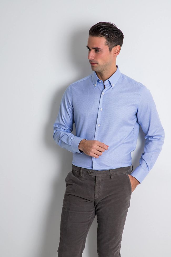 Ingram Hemd Herren Ingram Slim Halb Unifarben 100% Baumwolle Kragen Button-Down Lange Ärmel