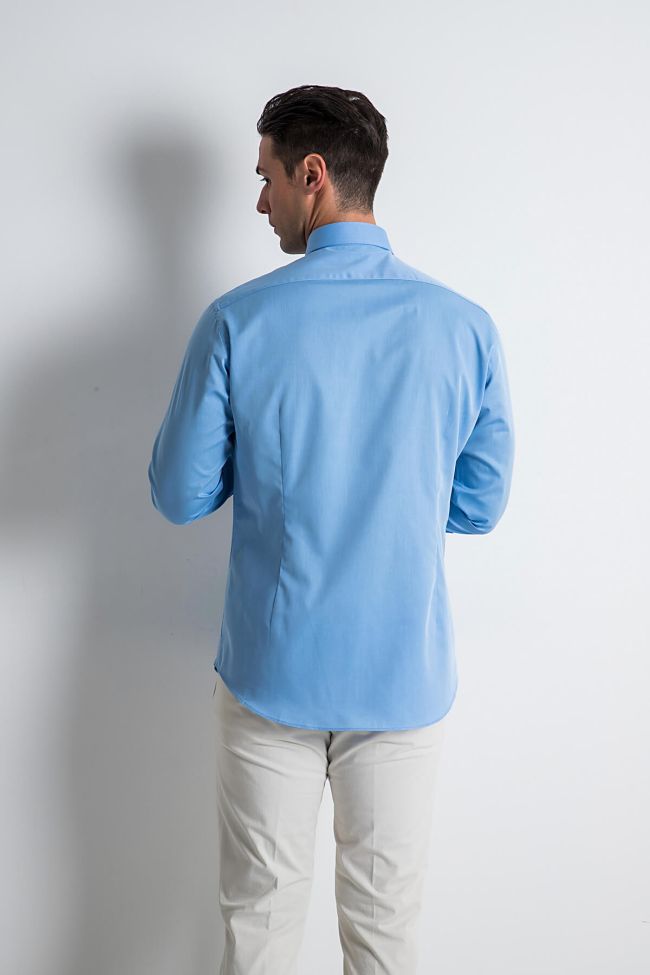 Ingram Hemd Herren Ingram Slim Halb Unifarben 100% Baumwolle Kragen Italienisch Lange Ärmel