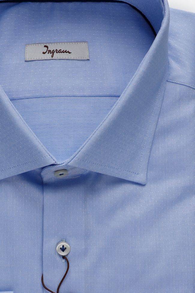 Ingram Hemd Herren Ingram Slim Halb Unifarben 100% Baumwolle Kragen Französisch Lange Ärmel