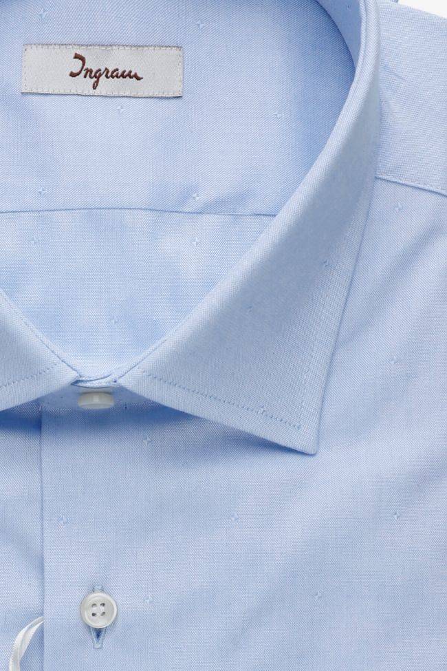 Ingram Hemd Herren Ingram Slim Halb Unifarben 100% Baumwolle Kragen Italienisch Lange Ärmel