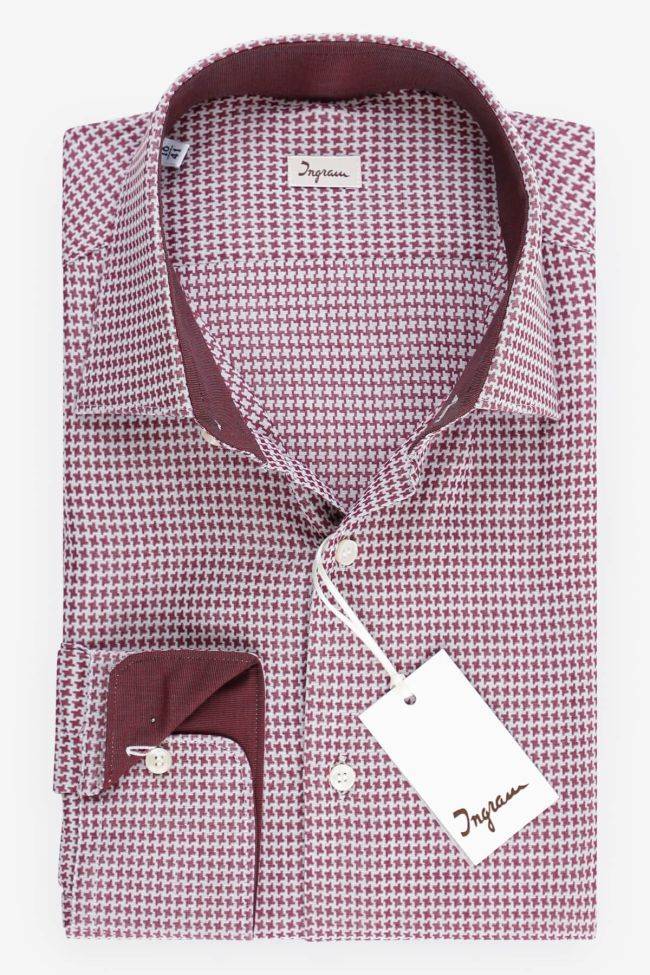 ingram Hemd Herren Ingram Slim Halb Unifarben 100% Baumwolle kragen Italienisch Lange Ärmel