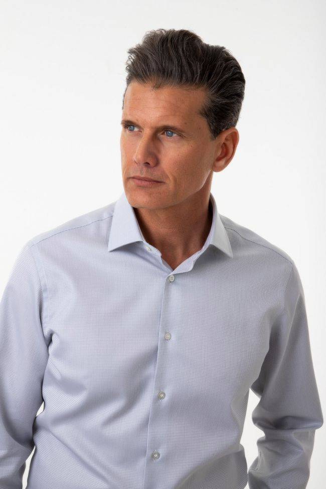 Ingram Hemd Herren Ingram Slim Halb Unifarben 100% Baumwolle Kragen Italienisch Lange Ärmel