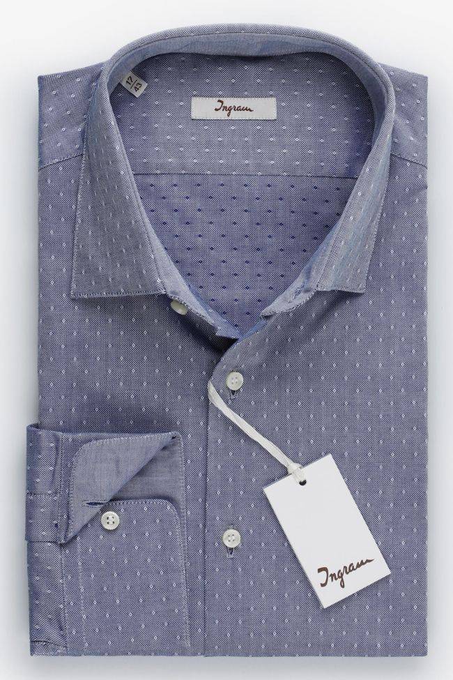 ingram Hemd Herren Ingram Slim Halb Unifarben 100% Baumwolle kragen Französisch Lange Ärmel