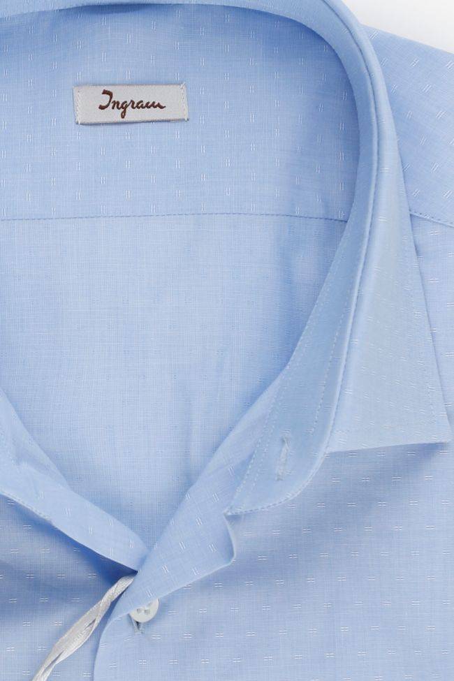 Ingram Hemd Herren Ingram Slim Halb Unifarben 100% Baumwolle Kragen Italienisch Lange Ärmel