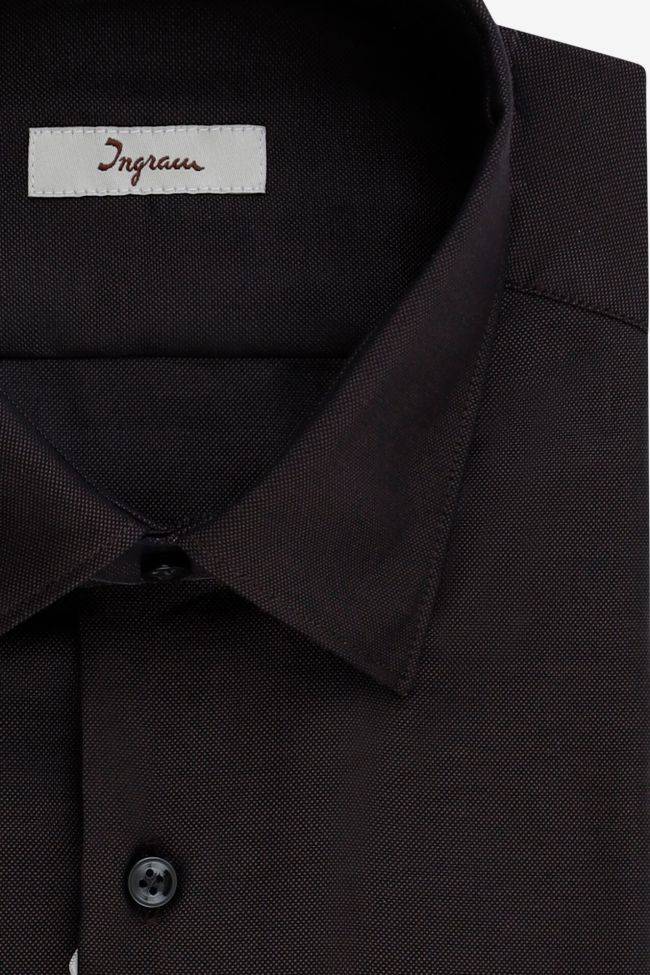 Ingram Hemd Herren Ingram Slim Halb Unifarben 100% Baumwolle Kragen Italienisch Lange Ärmel