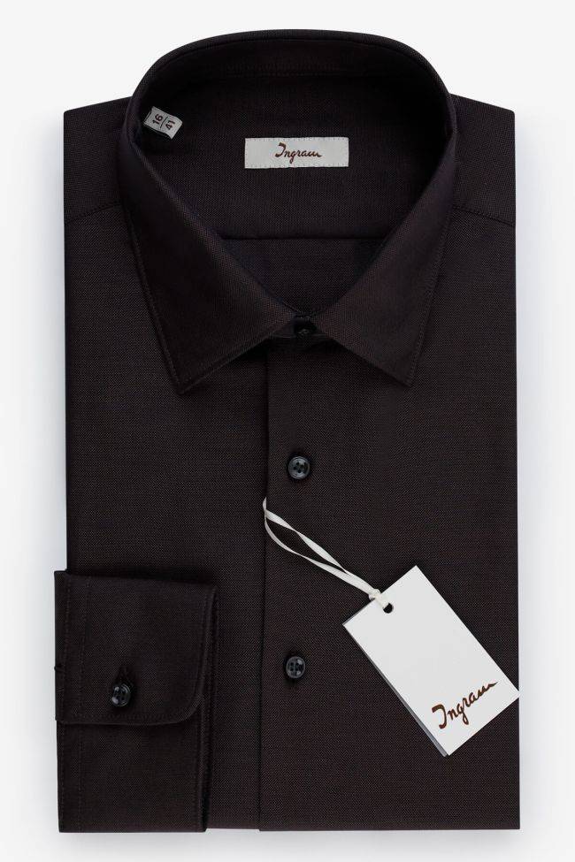 ingram Hemd Herren Ingram Slim Halb Unifarben 100% Baumwolle kragen Italienisch Lange Ärmel