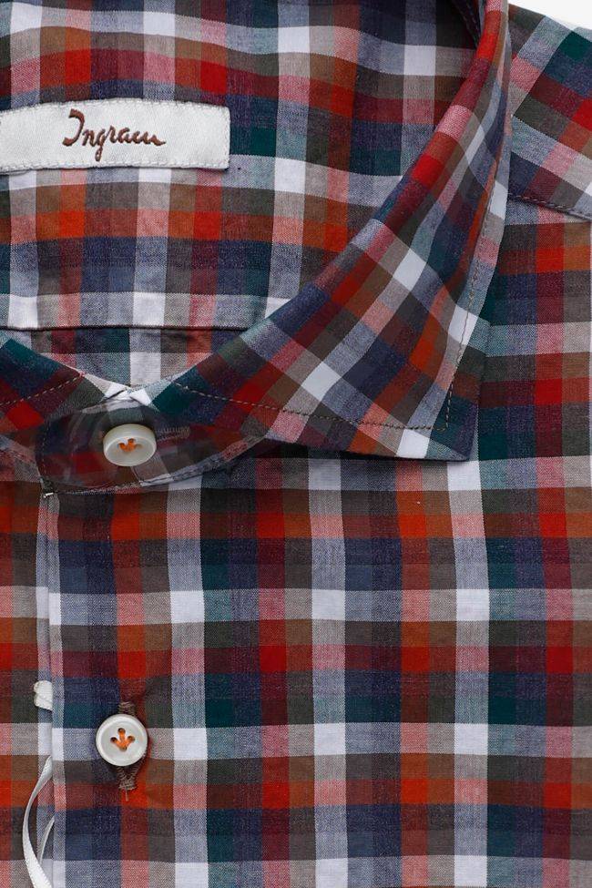 Ingram Hemd Herren Ingram Slim Karo 100% Baumwolle Kragen Französisch Lange Ärmel