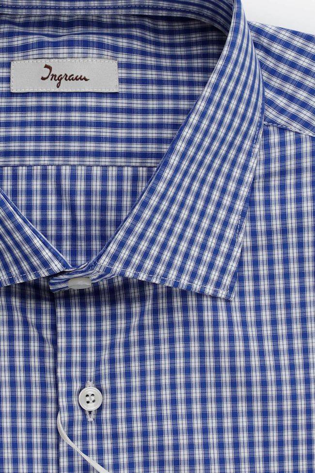 Ingram Hemd Herren Ingram Slim Karo 100% Baumwolle Kragen Italienisch Lange Ärmel