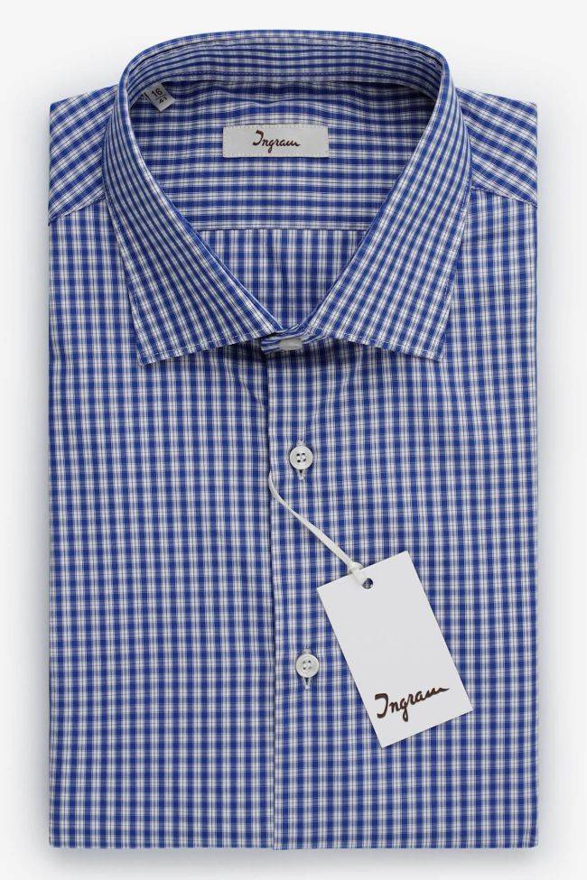 ingram Hemd Herren Ingram Slim Karo 100% Baumwolle kragen Italienisch Lange Ärmel