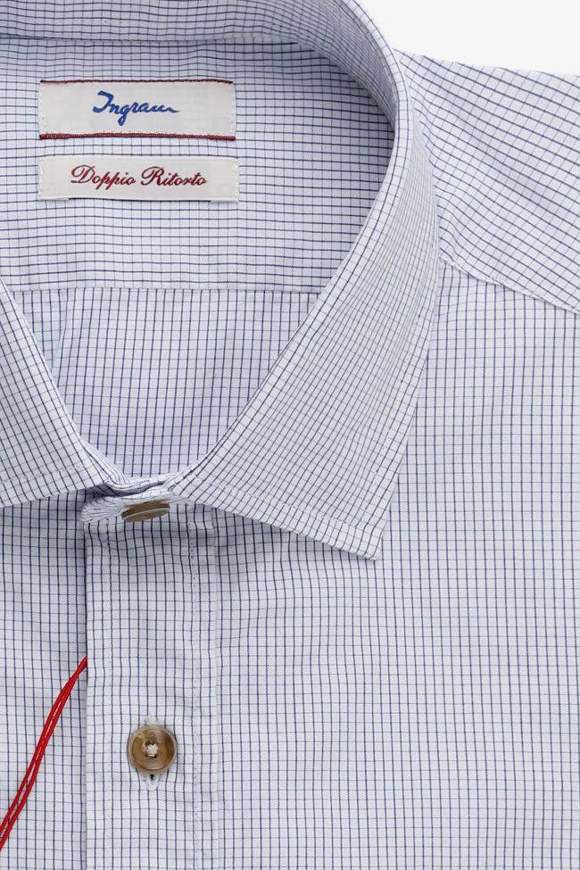 Ingram Hemd Herren Ingram Slim Karo 100% Baumwolle Kragen Französisch Lange Ärmel