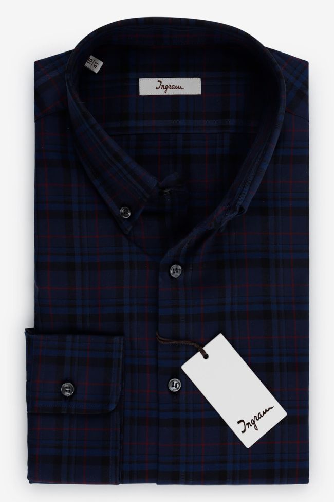 ingram Hemd Herren Ingram Slim Karo 100% Baumwolle kragen Button-Down Lange Ärmel