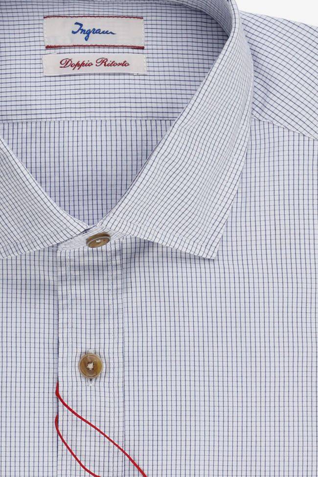 Ingram Hemd Herren Ingram Slim Karo 100% Baumwolle Kragen Französisch Lange Ärmel